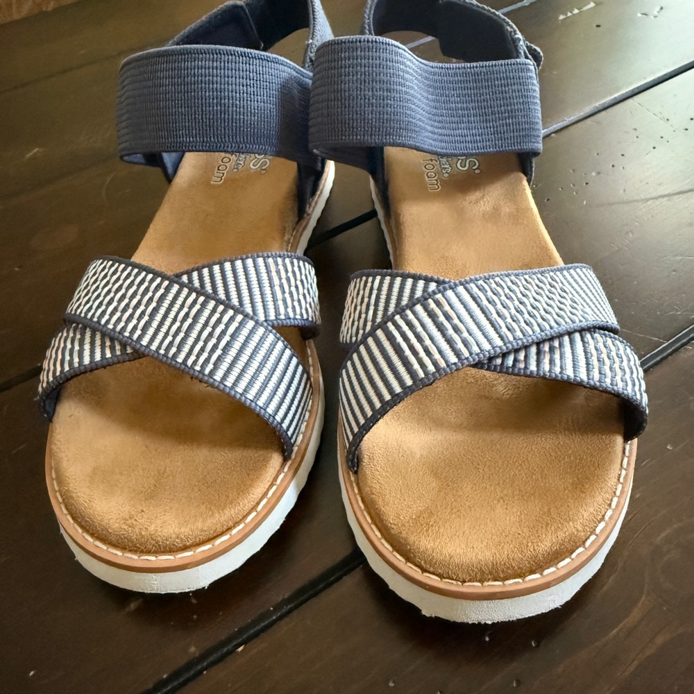 Skechers Navy sz 7 Sandals with memory foam sole and Velcro ankle strap - Picture 2 of 6